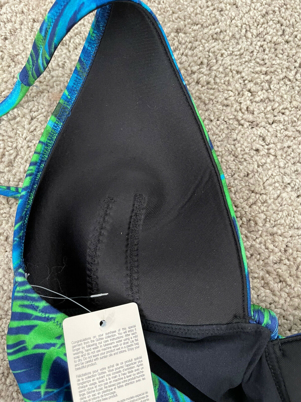 GOTTEX one-piece 10 swimsuit halter Israel tropical jungle green blue