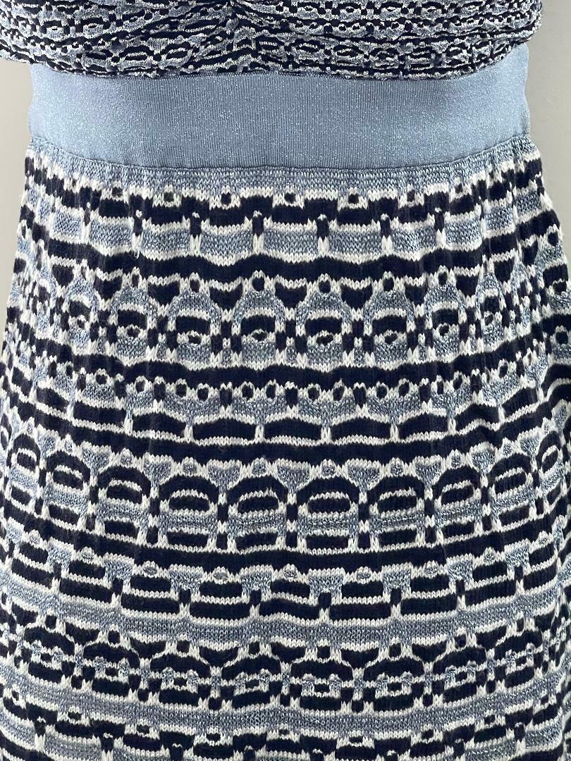 IISLI L sweater knit dress blue black spaghetti strap shimmery designer