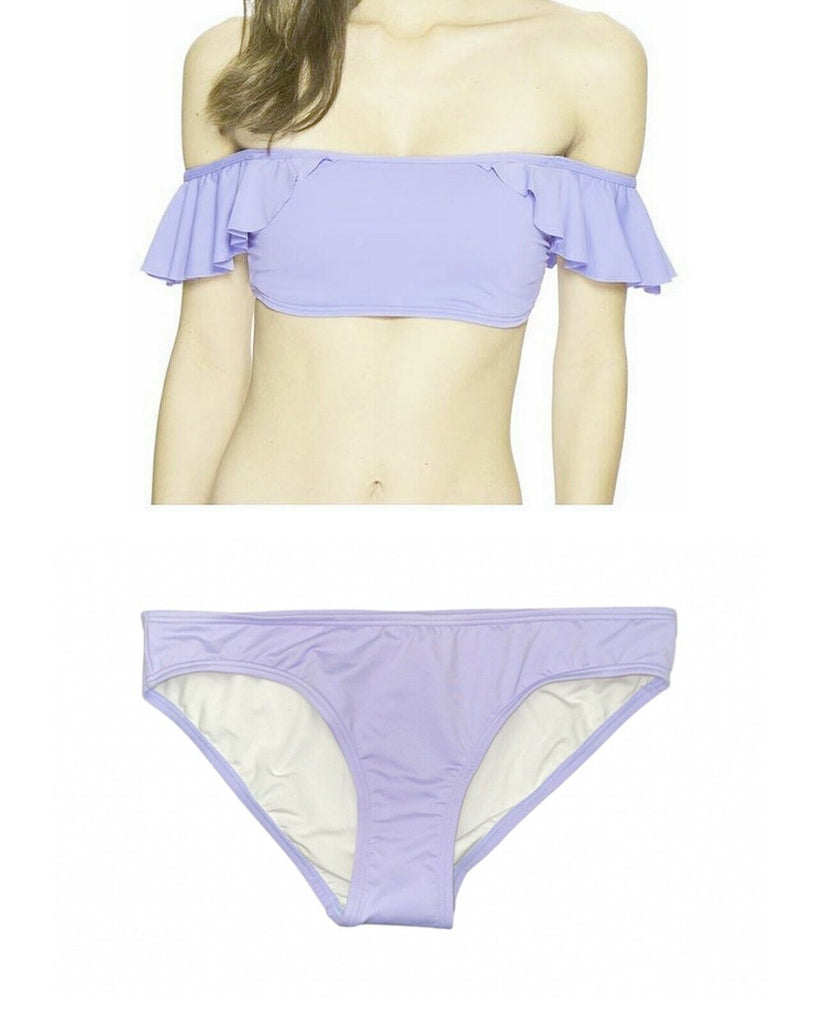 VINCE CAMUTO XS bikini swimsuit bathing suit lilac ruffled off-shoulde –  Jenifers Designer Closet