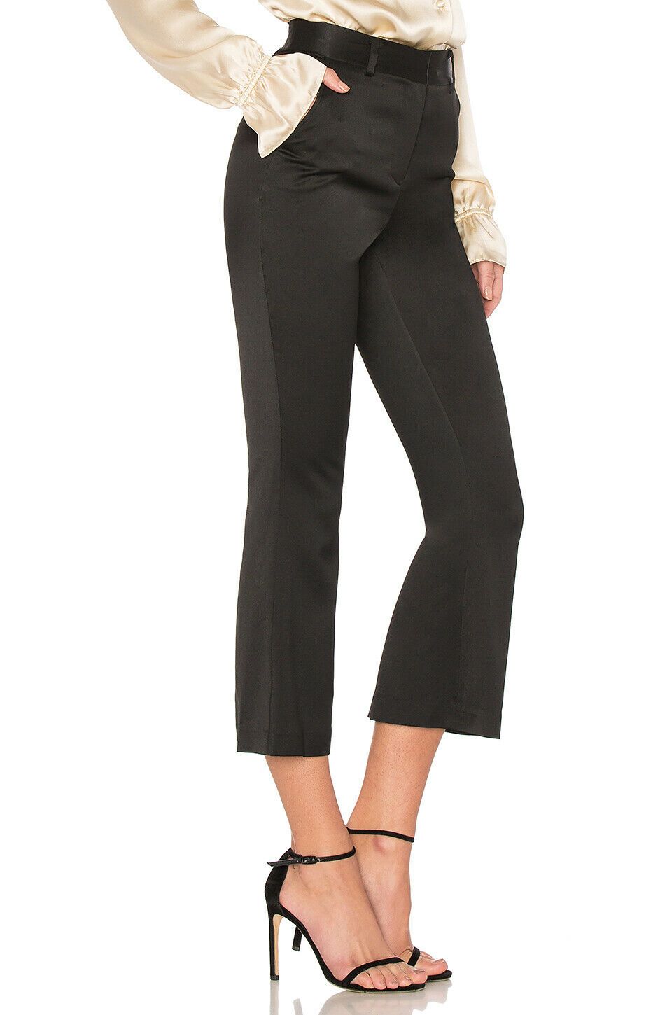 FRAME dress pants 6 career slacks trousers black flare designer stretch $375 - Jenifers Designer Closet