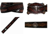 JUSTIN men's 44 Texas Longhorn leather western belt lone star state brown - Jenifers Designer Closet