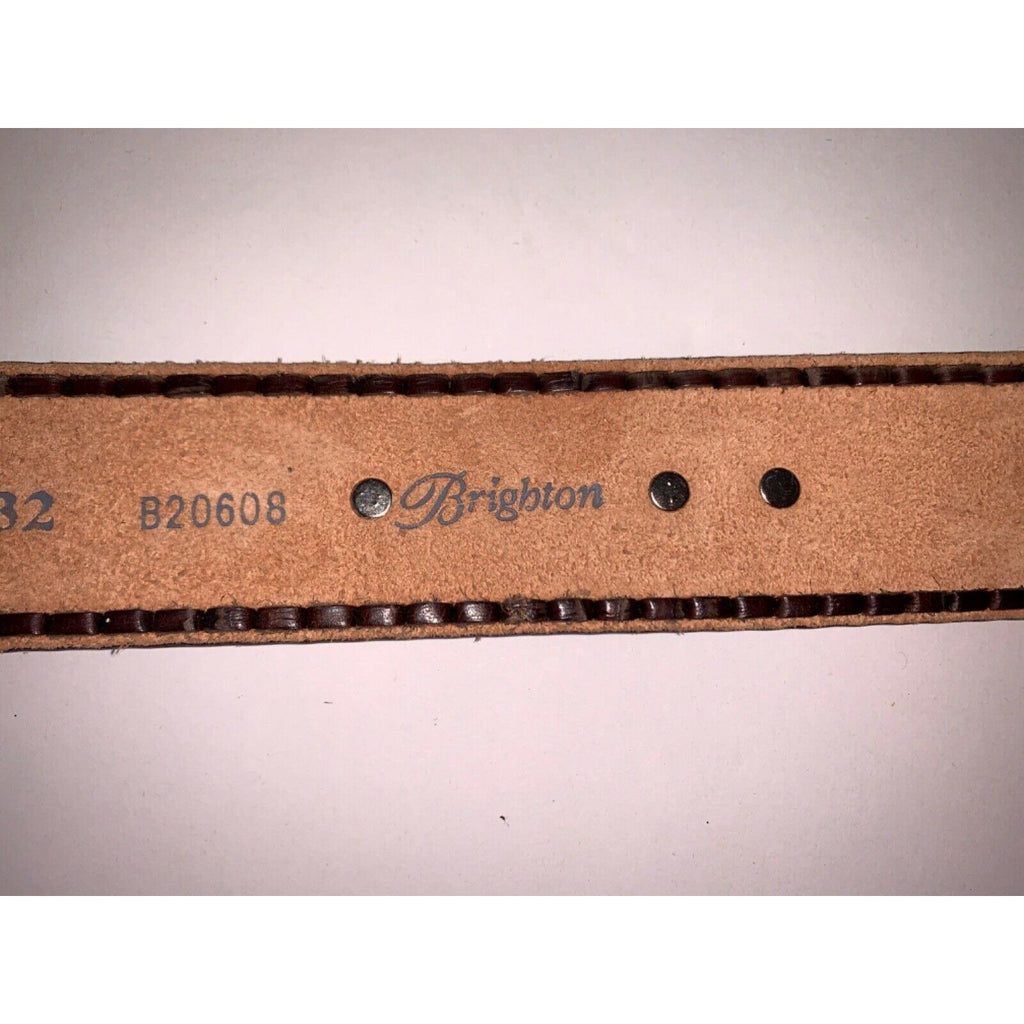 NWT BRIGHTON 32 silver buckle wide leather belt brown medallions asiago concho-Clothing, Shoes & Accessories:Women:Women's Accessories:Belts-Brighton-Jenifers Designer Closet