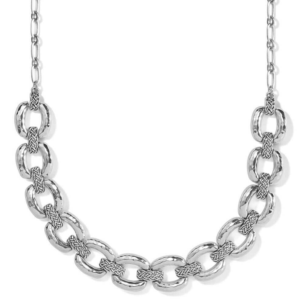 BRIGHTON Interlok woven collar silver necklace adjustable length stunning