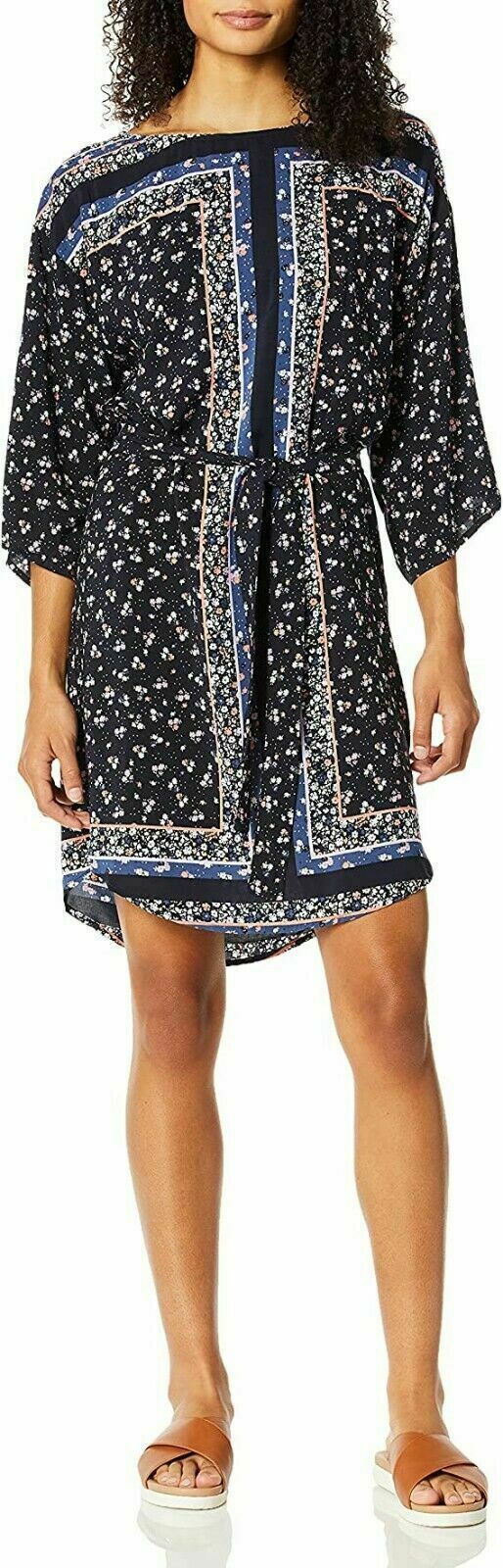 SEAFOLLY XS Remix paneled swimsuit coverup dress navy peach lavender