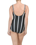 GOTTEX swimsuit tummy control black white slimming one-piece surplice - Jenifers Designer Closet