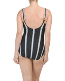 GOTTEX swimsuit tummy control black white slimming one-piece surplice - Jenifers Designer Closet