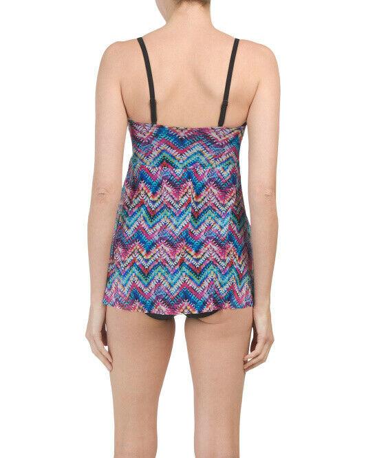 GOTTEX swimsuit fly away 1 piece bandeau multi color zigzag tummy control - Jenifers Designer Closet