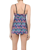 GOTTEX swimsuit fly away 1 piece bandeau multi color zigzag tummy control - Jenifers Designer Closet