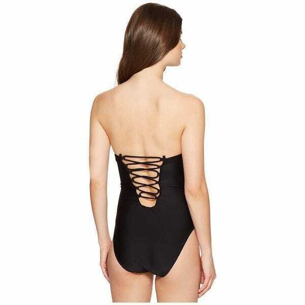 6 SHORE ROAD by Pooja S Wild Tide one piece swimsuit black rock - Jenifers Designer Closet