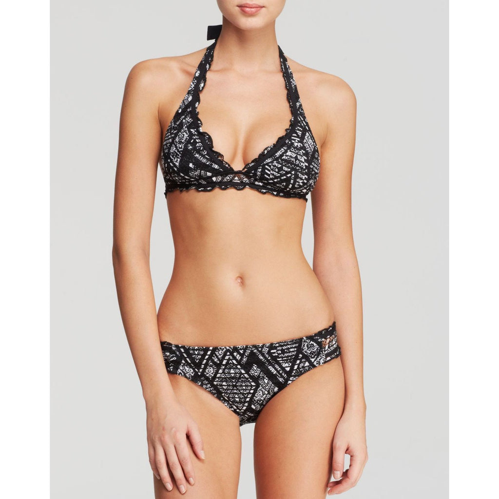 BECCA Virtue M bikini swimsuit black white african beat 2 PC halter $122-Clothing, Shoes & Accessories:Women's Clothing:Swimwear-Becca-Medium-Black/white-Jenifers Designer Closet