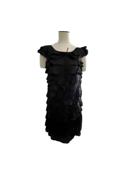 LOVE MOSCHINO 10/46 100% SILK tiered ruffled black dress cocktail career