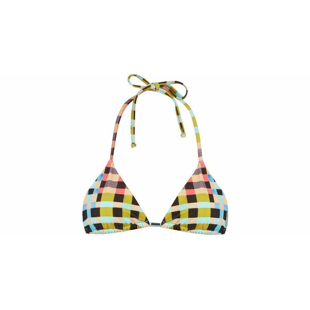 MARA HOFFMAN XL plaid bikini top triangle slide mustard separate halter-Clothing, Shoes & Accessories:Women's Clothing:Swimwear-Mara Hoffman-XL-Mustard/multi-Jenifers Designer Closet