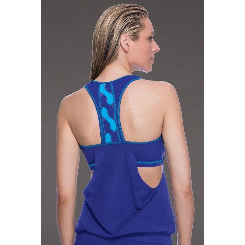 GOTTEX SPORT DNA Indigo 38 D-Cup Blouson Y-Back Tankini Top racerback-Clothing, Shoes & Accessories:Women's Clothing:Swimwear-GOTTEX-38D cup-Blue-Jenifers Designer Closet