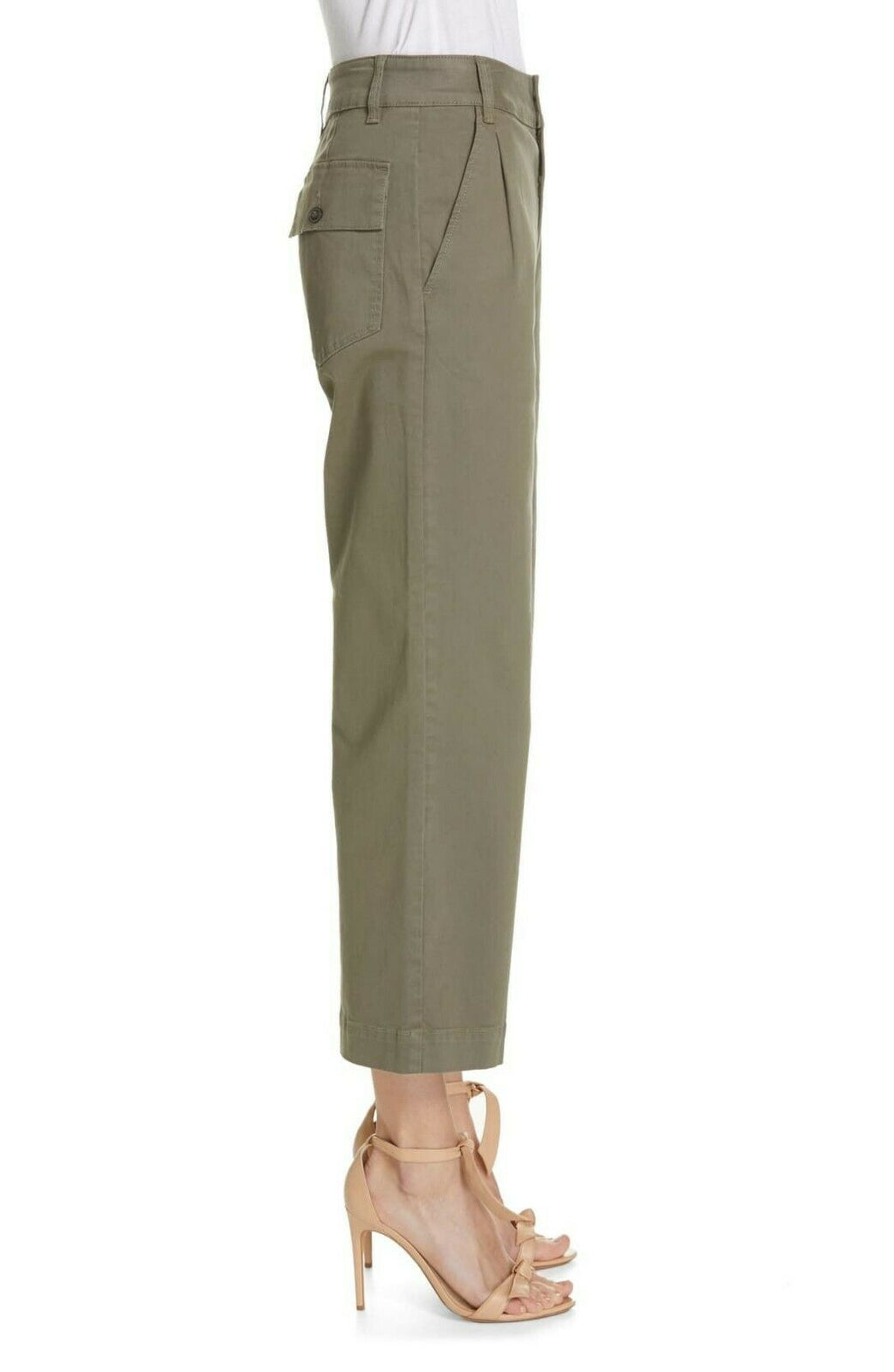 FRAME denim 24 army green pants slacks trousers cropped cotton wide leg $195 - Jenifers Designer Closet