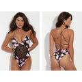 FRANKIES BIKINIS poppy M cheeky one-piece black lotus crochet swimsuit - Jenifers Designer Closet