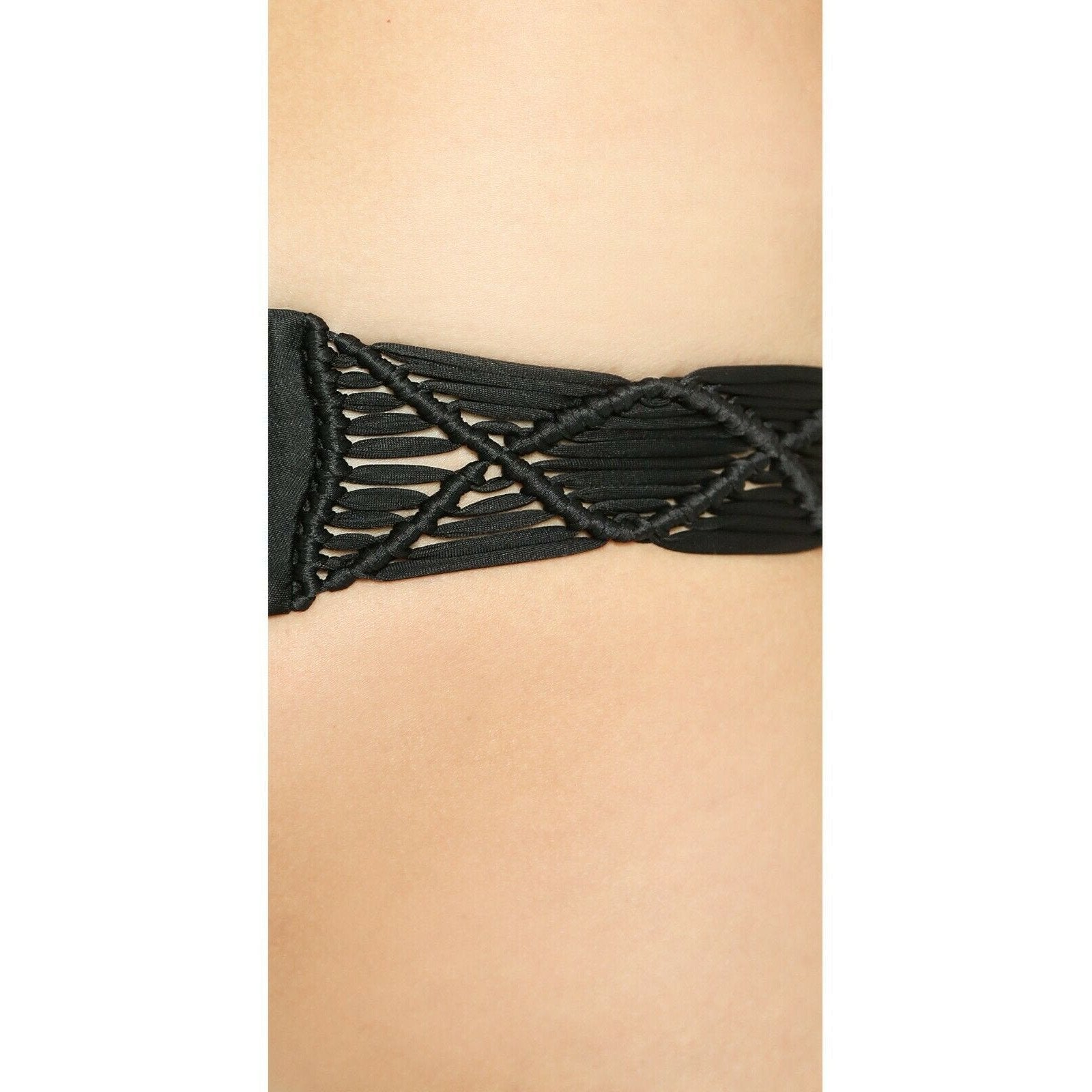 MIKOH XS skimpy macrame woven sides bikini bottoms swimsuit black $139-Clothing, Shoes & Accessories:Women's Clothing:Swimwear-MIKOH-XS-Black-Jenifers Designer Closet