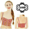 L'Amour by NANETTE LEPORE L striped jacquard bralette cropped top junior's-Clothing, Shoes & Accessories:Women's Clothing:Tops-L'Amour Nanette Lepore-Large-Pink-Jenifers Designer Closet