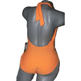 RACHEL ROY L Halter Swimsuit One Piece bright orange sash tie wrap front-Clothing, Shoes & Accessories:Women's Clothing:Swimwear-Rachel Roy-Large-Orange-Jenifers Designer Closet