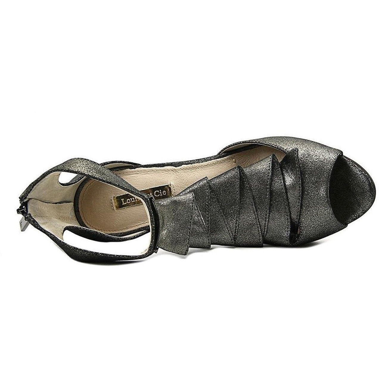 LOUISE et CIE 8.5 heels sandal shoes stilettos zipper heel leather metallic-Clothing, Shoes & Accessories:Women's Shoes:Heels-Louise et Cie-8.5 M-Metallic iron stucco-Jenifers Designer Closet
