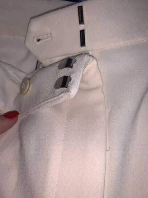 THEORY 6 high waist pants slacks trousers straight Rice crepe cream $335 - Jenifers Designer Closet