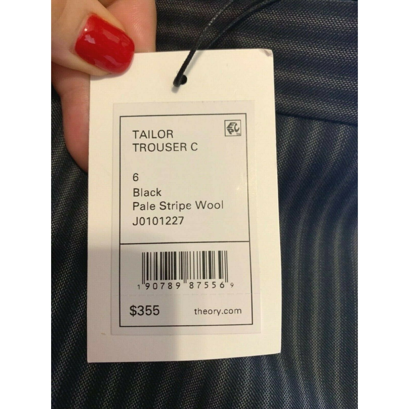 NWT THEORY dress pants 6 career slacks tailored trousers black wool stripe $355-Clothing, Shoes & Accessories:Women's Clothing:Pants-Theory-6-Black-Jenifers Designer Closet