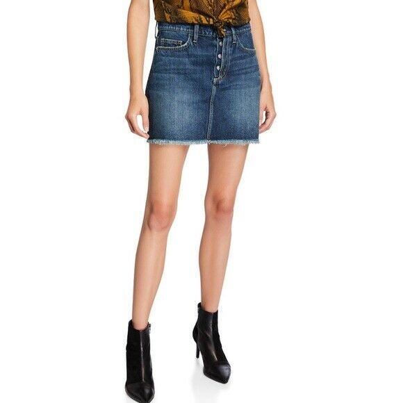 CURRENT ELLIOTT 25 Exposed Fly frayed hem denim jeans 5 Pocket mini skirt - Jenifers Designer Closet