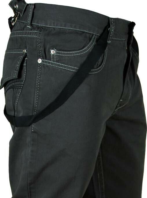 MONARCHY 36 men's charcoal pants w/suspenders trendy high-end trousers