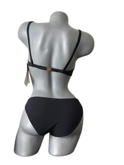 GOTTEX Size 10 D cup designer swimsuit bikini black underwire 2 piece enamel