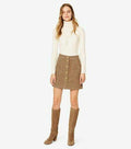 TORY BURCH 6 corduroy short mini skirt beach wood tan snap front Lucitano - Jenifers Designer Closet