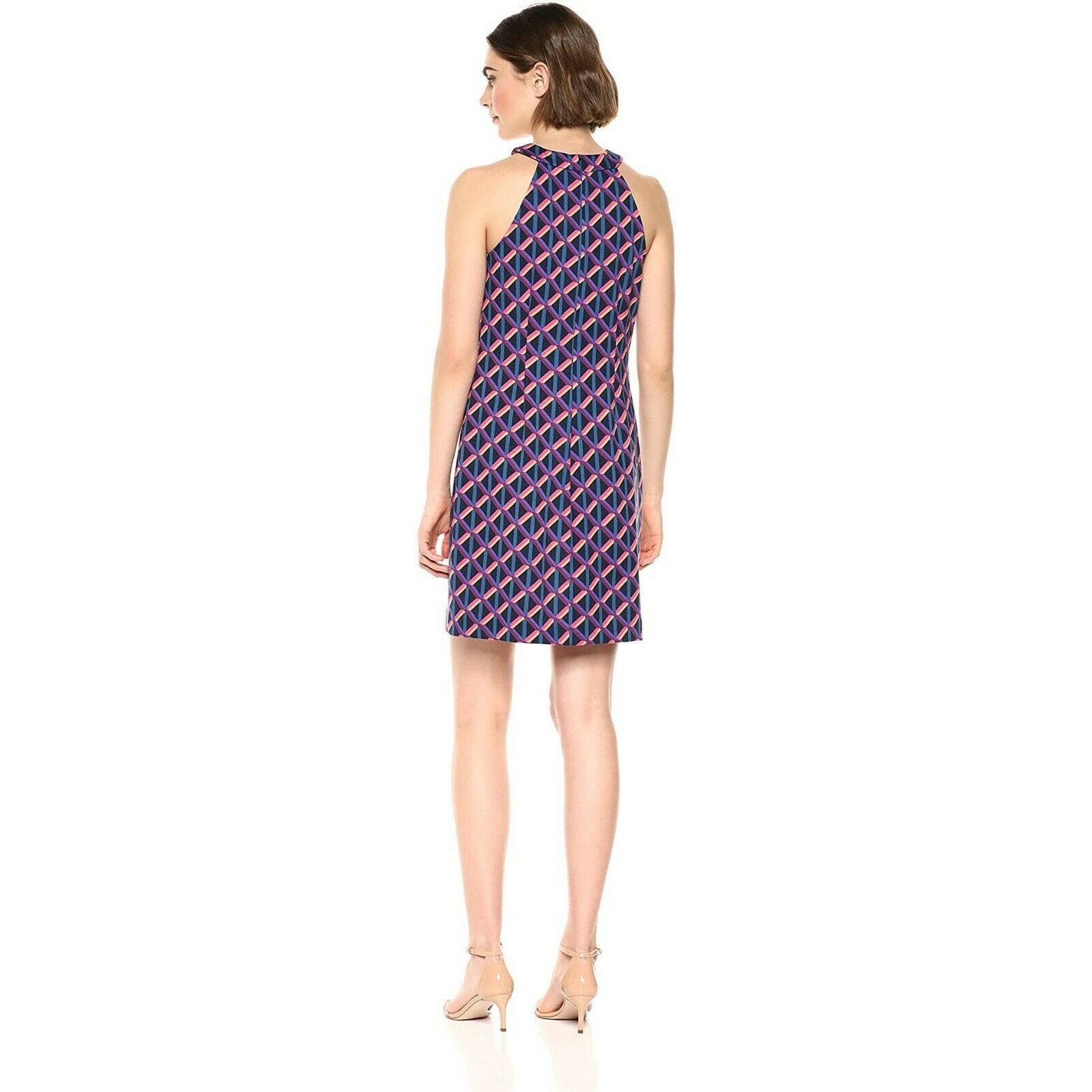 TRINA TURK printed M upscale above knee shift dress ponte knit geo bright - Jenifers Designer Closet