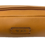 TUMI british tan solid leather charging cord accessory case travel zip pouch