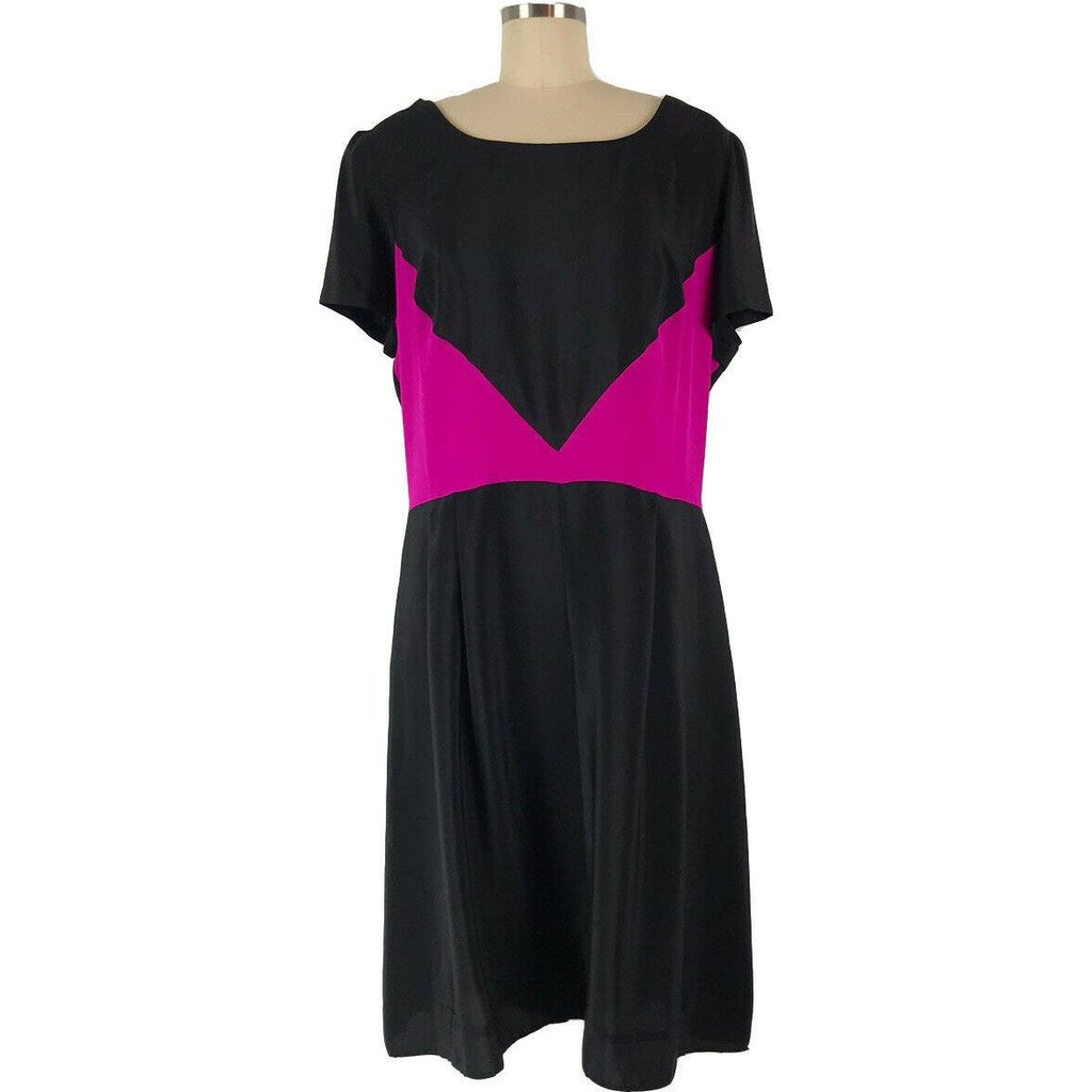 AMANDA UPRICHARD 20 plus-sized SILK dress black with hot pink insets $260-Clothing, Shoes & Accessories:Women's Clothing:Dresses-Amanda Uprichard-20-Black/pink-Jenifers Designer Closet