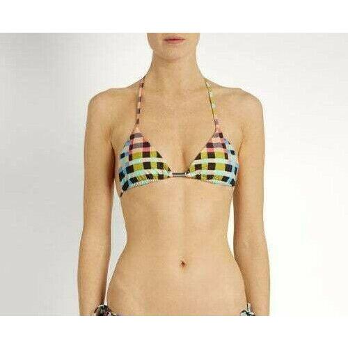 MARA HOFFMAN XL plaid bikini top triangle slide mustard separate halter-Clothing, Shoes & Accessories:Women's Clothing:Swimwear-Mara Hoffman-XL-Mustard/multi-Jenifers Designer Closet