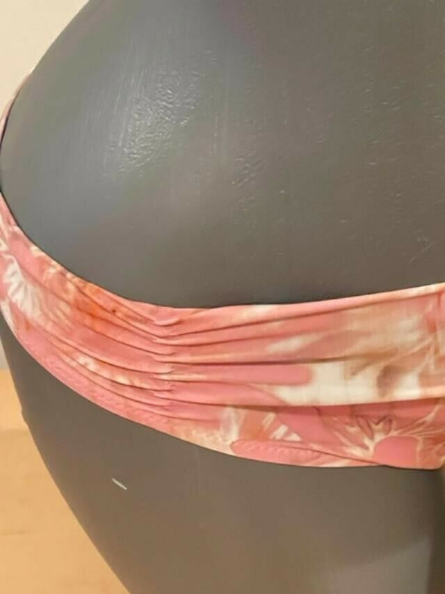 SHAN 8 Nelly bikini swimsuit floral pink peach bandeau ruched designer