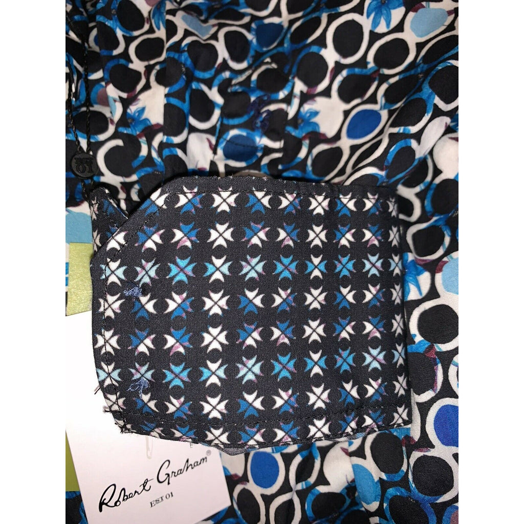ROBERT GRAHAM shirt LG men's contrast cuffs circle design woven casual-Clothing, Shoes & Accessories:Men:Men's Clothing:Shirts:Casual Button-Down Shirts-Robert Graham-Large-Blue-Jenifers Designer Closet