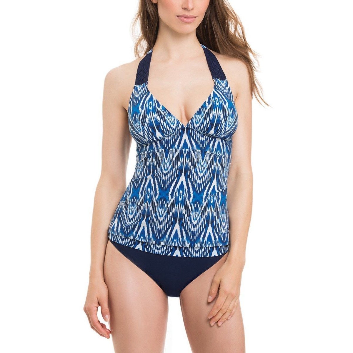 GOTTEX 10 40 Java tankini top swimsuit halter macrame straps blue-Clothing, Shoes & Accessories:Women's Clothing:Swimwear-Gottex-10-Blue-Jenifers Designer Closet
