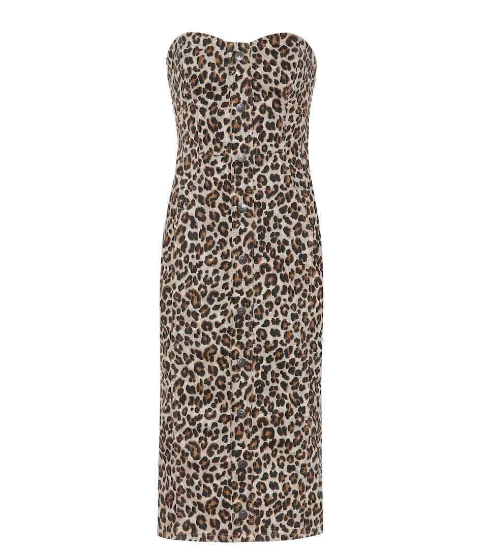 VERONICA BEARD 2 leopard Liza denim straight dress strapless year round - Jenifers Designer Closet