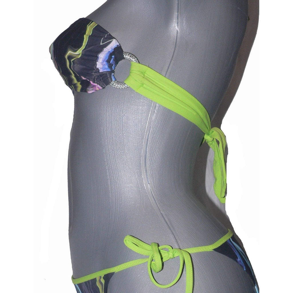 LA PERLA Studio 44 8 lime green black/multi Italy bikini swimsuit bandeau-Clothing, Shoes & Accessories:Women's Clothing:Swimwear-La Perla Studio-44-Lime/black/multi-Jenifers Designer Closet