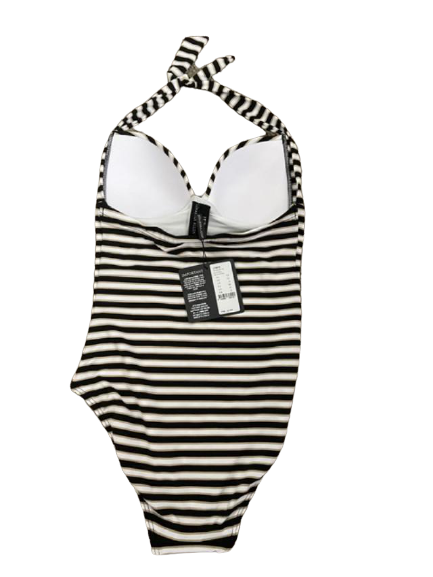 JETS by Jessika Allen Australia swimsuit black ecru striped moulded cups