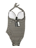 JETS by Jessika Allen Australia swimsuit black ecru striped moulded cups