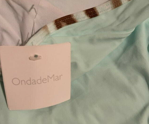 ONDADEMAR 6 10 one-piece swimsuit maillot aqua with leopard trim Columbia