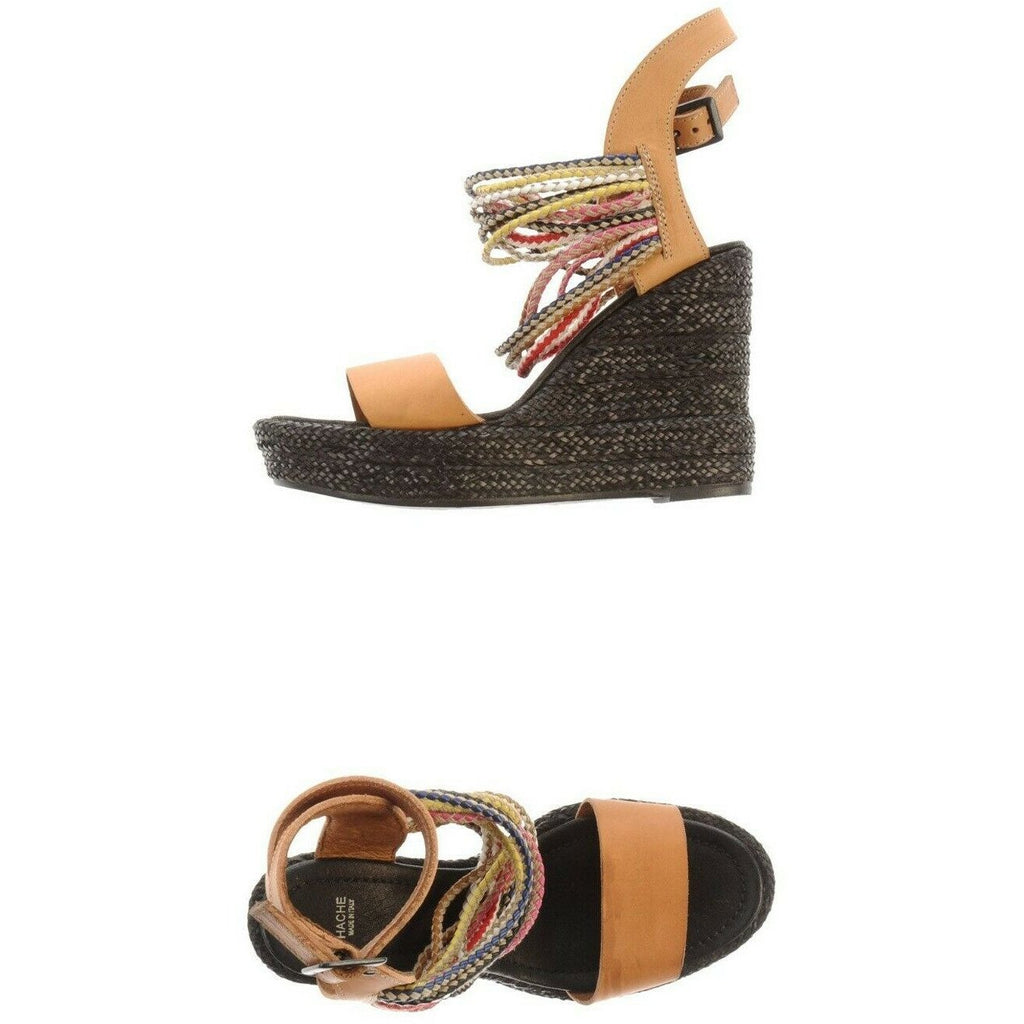 HACHE Italy 40 heels platforms wedges sandals shoes ankle strap strappy $325-Clothing, Shoes & Accessories:Women's Shoes:Heels-Hache-Jenifers Designer Closet
