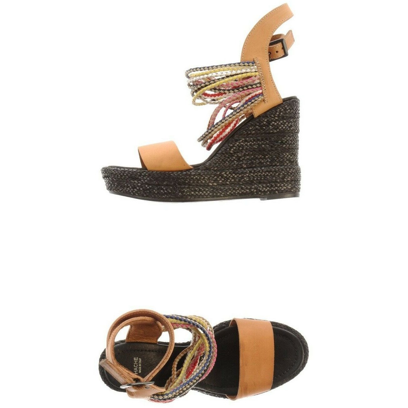 HACHE Italy 40 heels platforms wedges sandals shoes ankle strap strappy $325-Clothing, Shoes & Accessories:Women's Shoes:Heels-Hache-Jenifers Designer Closet