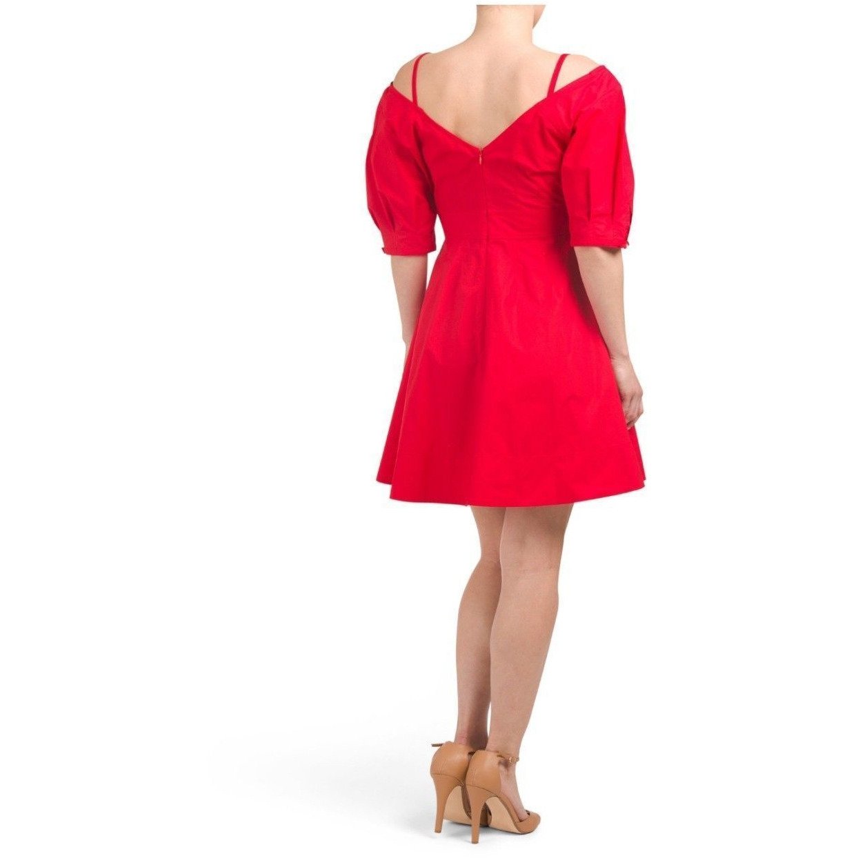 DEREK LAM 10 Crosby 6 red off-shoulder cold shoulder dress $325 poplin mini-Clothing, Shoes & Accessories:Women's Clothing:Dresses-Derek Lam-6-Red-Jenifers Designer Closet