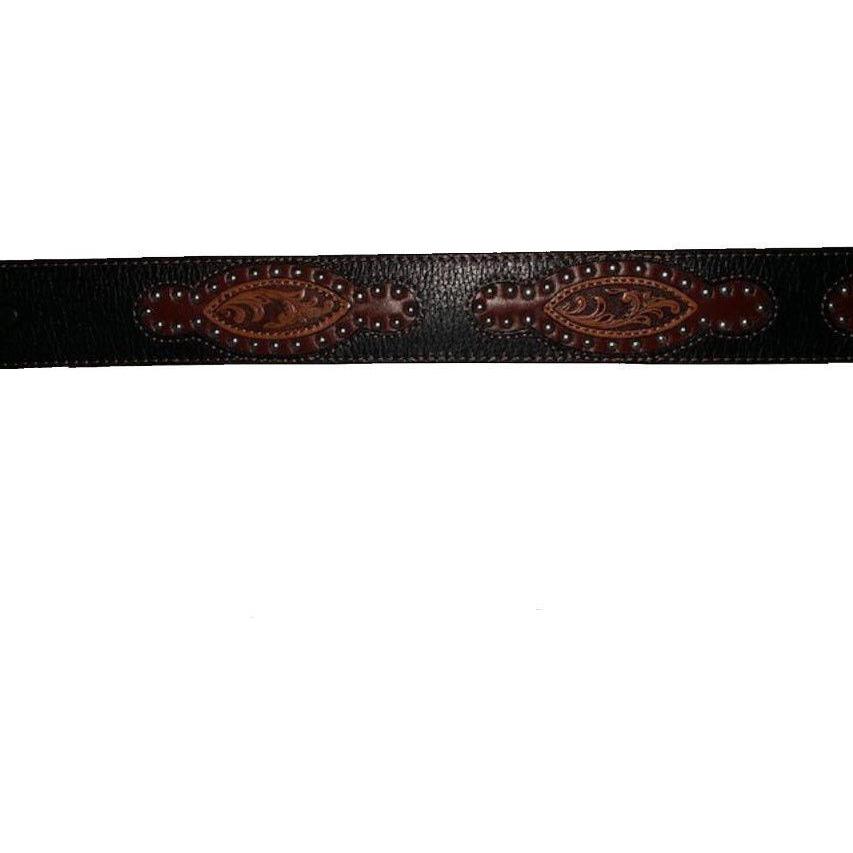 JUSTIN 30 unisex wide black/brown leather belt silver buckle western cowboy-Clothing, Shoes & Accessories:Women's Accessories:Belts-Justin Boots-30-Black/Brown-Jenifers Designer Closet