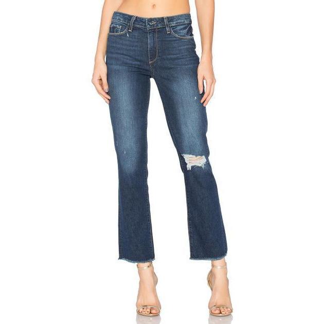 PAIGE denim jeans 29 Jacqueline Straight crop Domino destructed raw hem-Clothing, Shoes & Accessories:Women's Clothing:Jeans-Paige-29-Blue-Jenifers Designer Closet