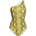 MELISSA ODABASH 38 2 swimsuit 1pc one-shoulder snake yellow reptile - Jenifers Designer Closet