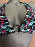 SHOSHANNA P S bikini swimsuit mosaic with gunmetal rings 2 piece halter