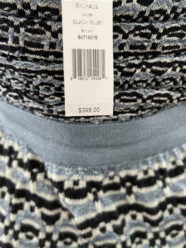 IISLI L sweater knit dress blue black spaghetti strap shimmery designer