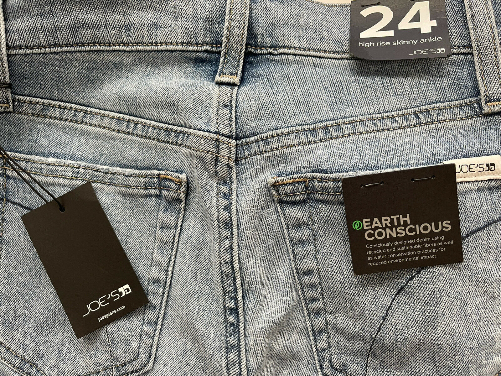 JOE'S JEANS 24 high rise ankle skinny earth conscious whiskered faded